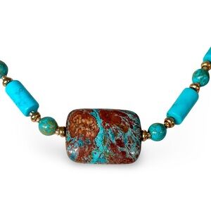 Turquoise and Jasper Stone Beaded Necklace